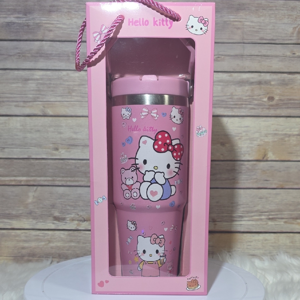 Hello Kitty Pink Stainless Travel Mug with Bow Artwork
